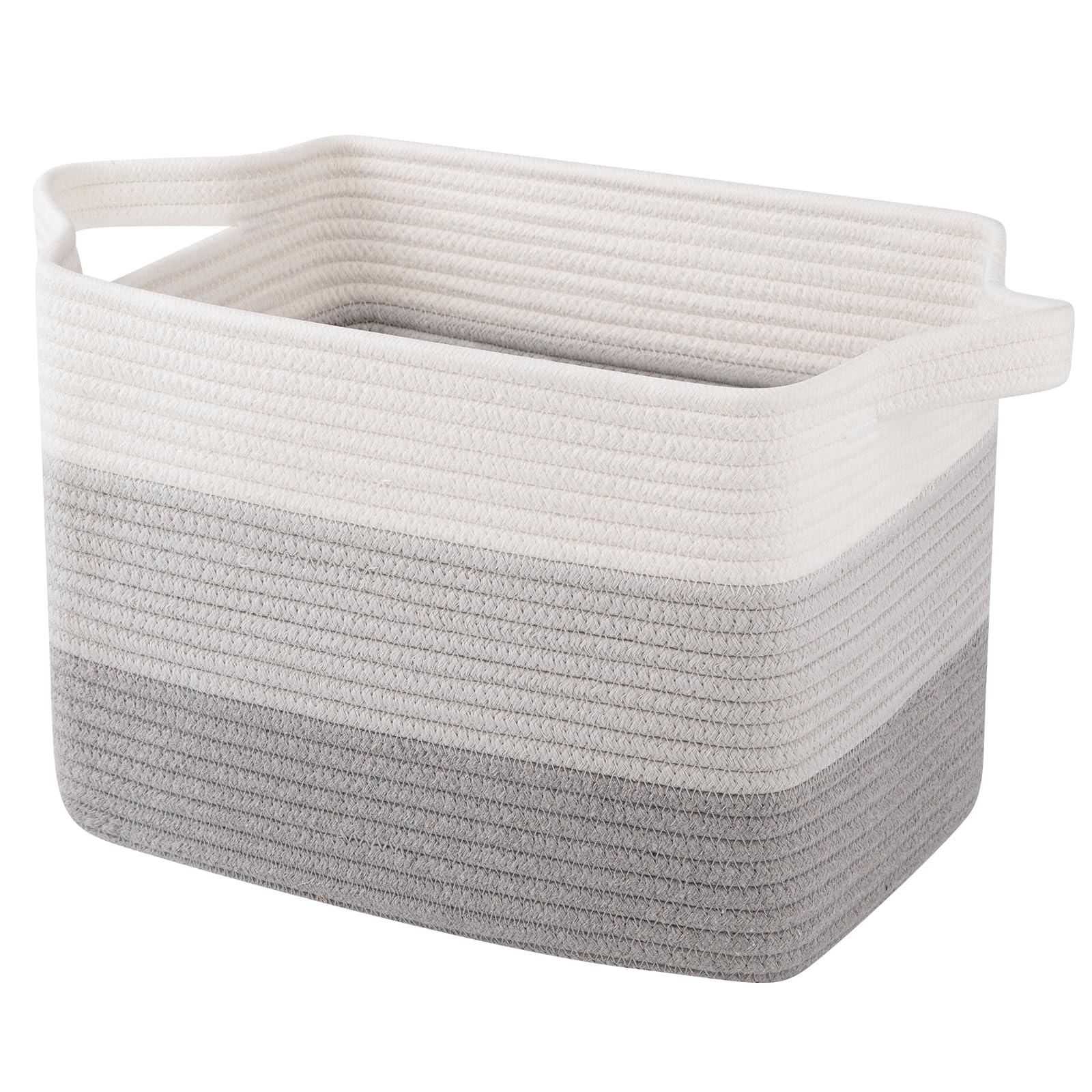Oiahomy Storage Basket, Storage Baskets For Shelves, Cotton Rope Baskets For Storage, Woven Basket For Toys,Towel Baskets - 13'×9.85'×8.7',Gradient Gray